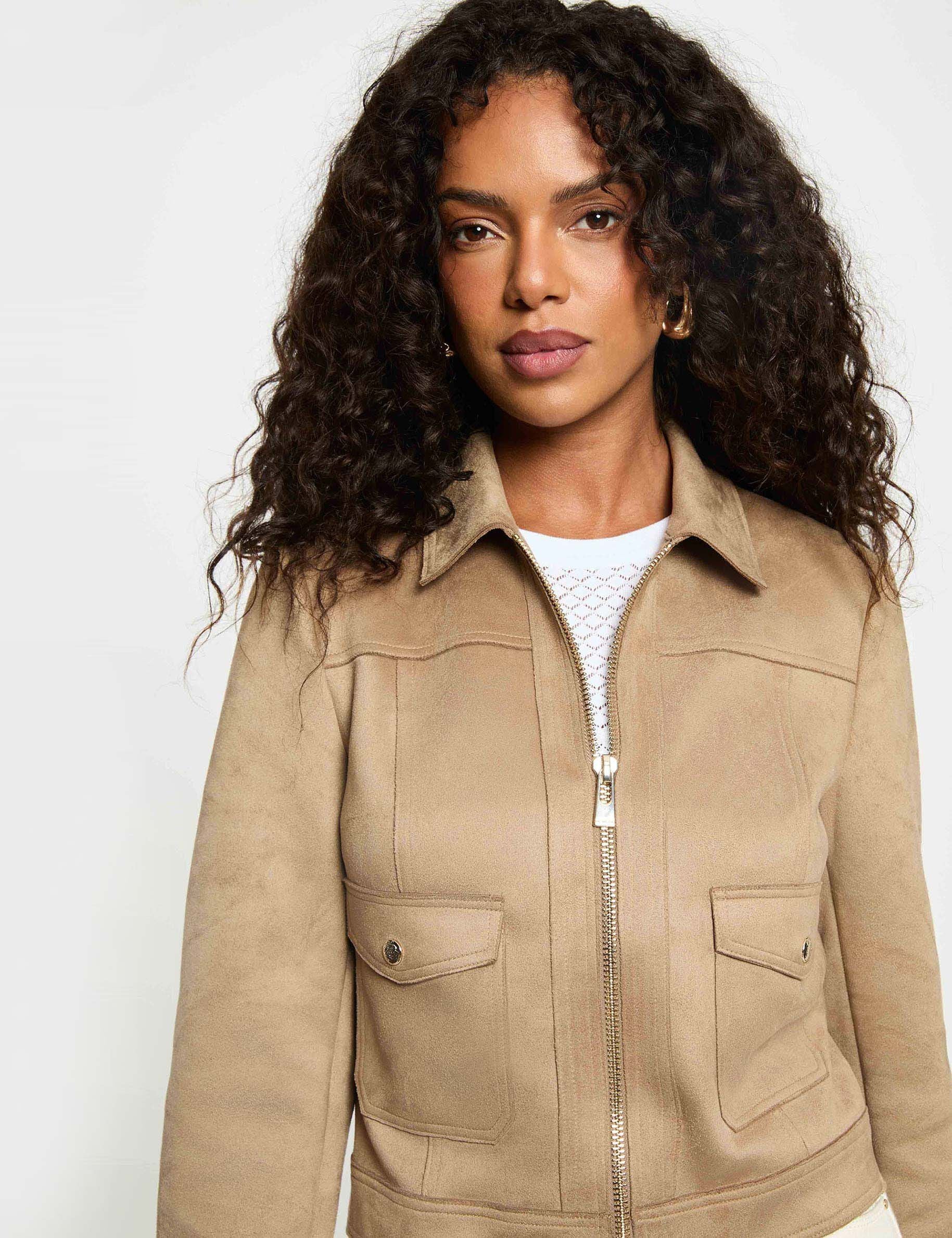 Blouson court suédine femme