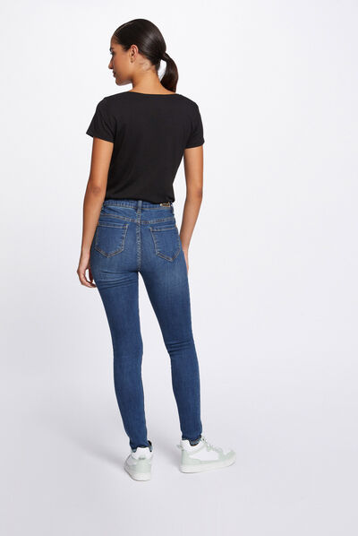 T-shirt manches courtes avec broderie noir femme