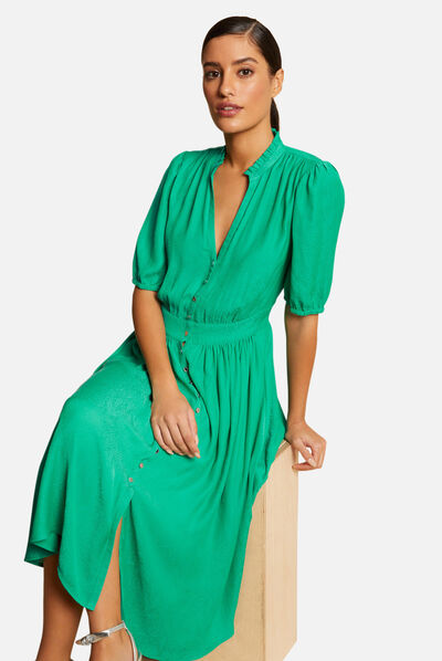 Robe midi évasée imprimé cachemire vert moyen femme