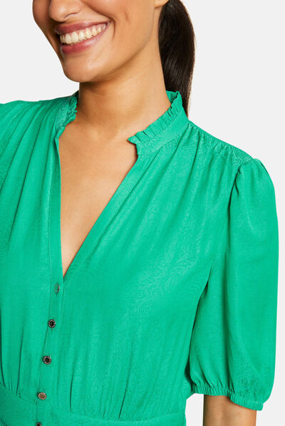 Robe midi évasée imprimé cachemire vert moyen femme