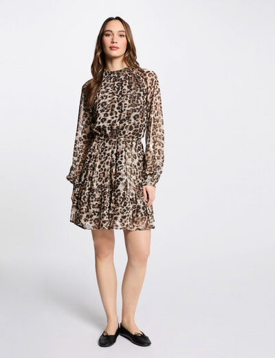 Robe courte droite imprimée multicolore femme