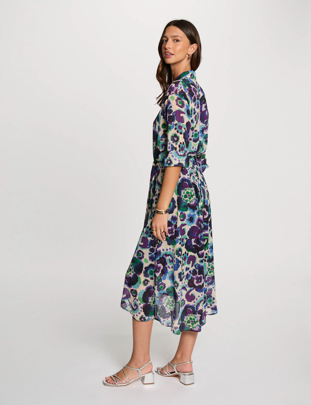 Jupe fluide imprim&eacute;e multicolore femme