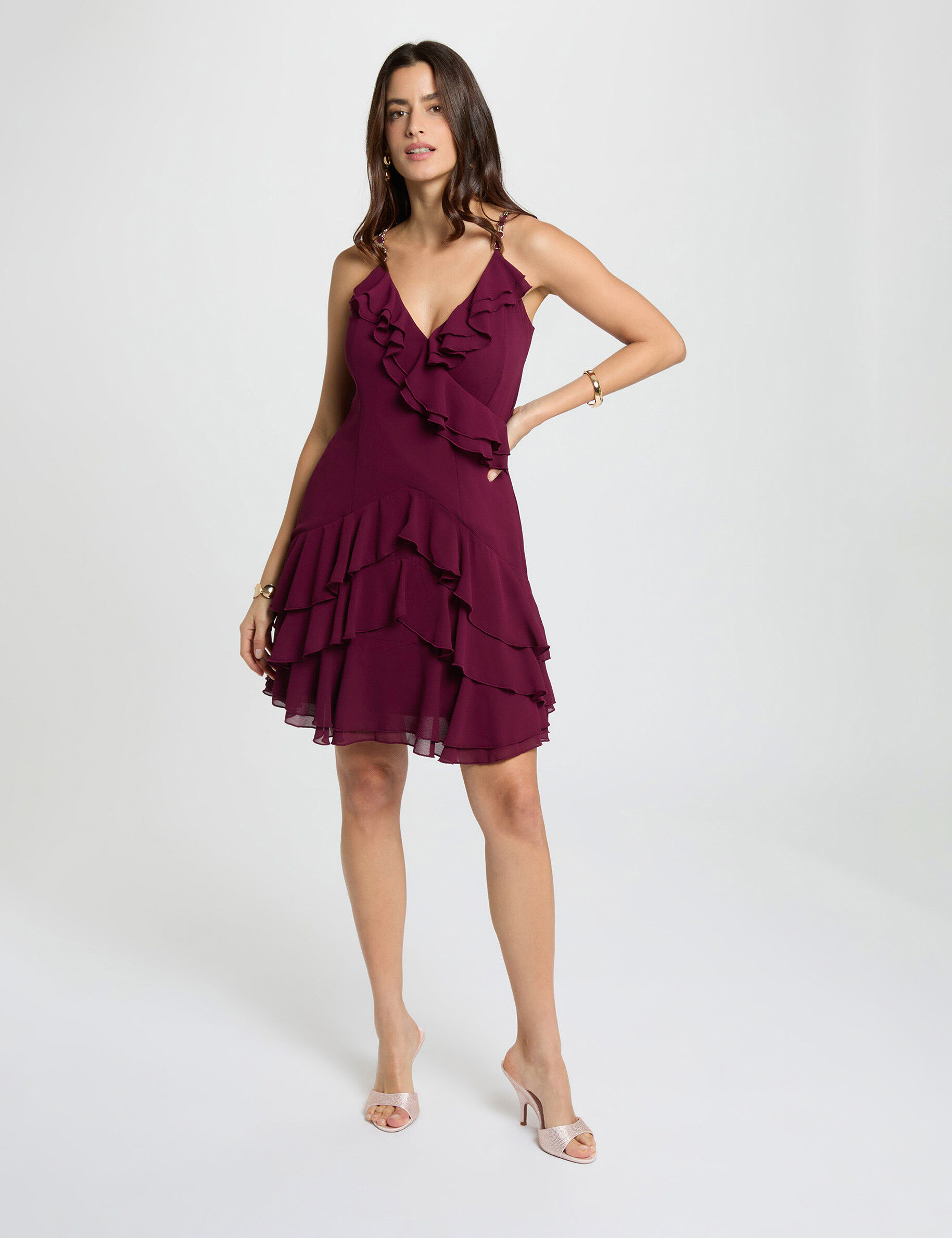 Robe courte col v femme