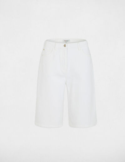Short large taille haute blanc femme