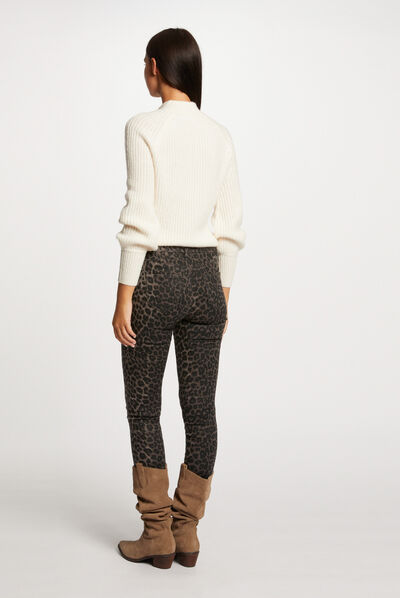 Jeans skinny imprimé léopard multico femme