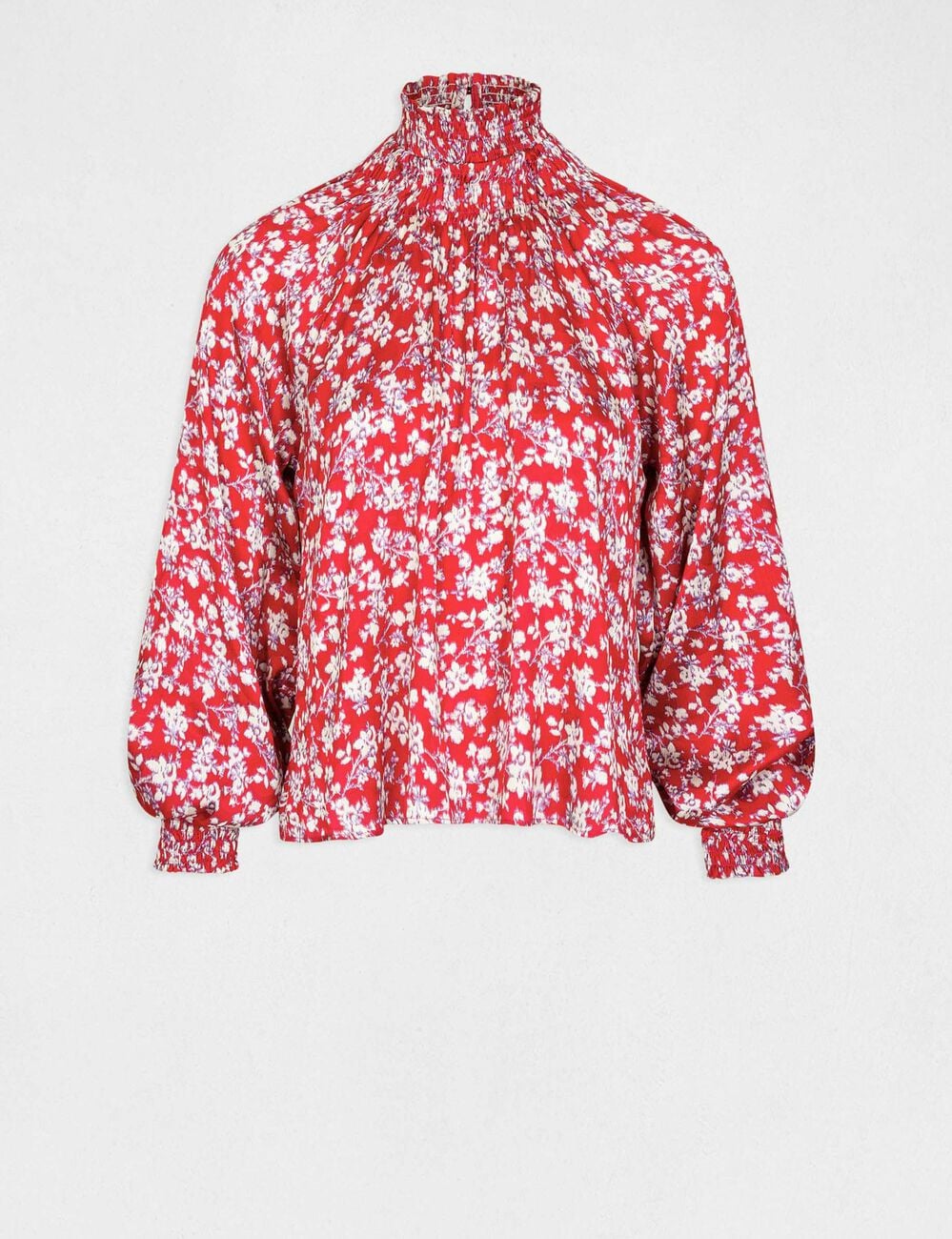 Blouse manches longues imprim&eacute; floral multico femme