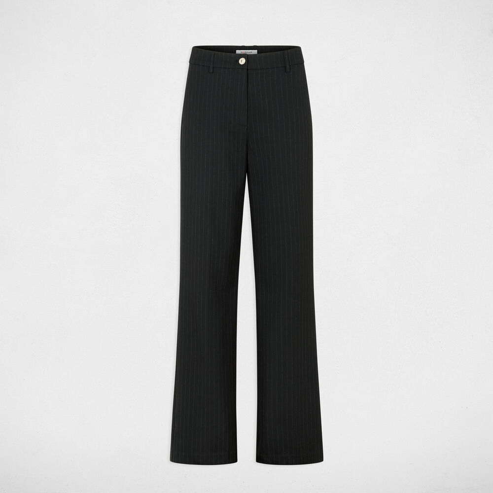 Pantalon droit taille haute noir femme