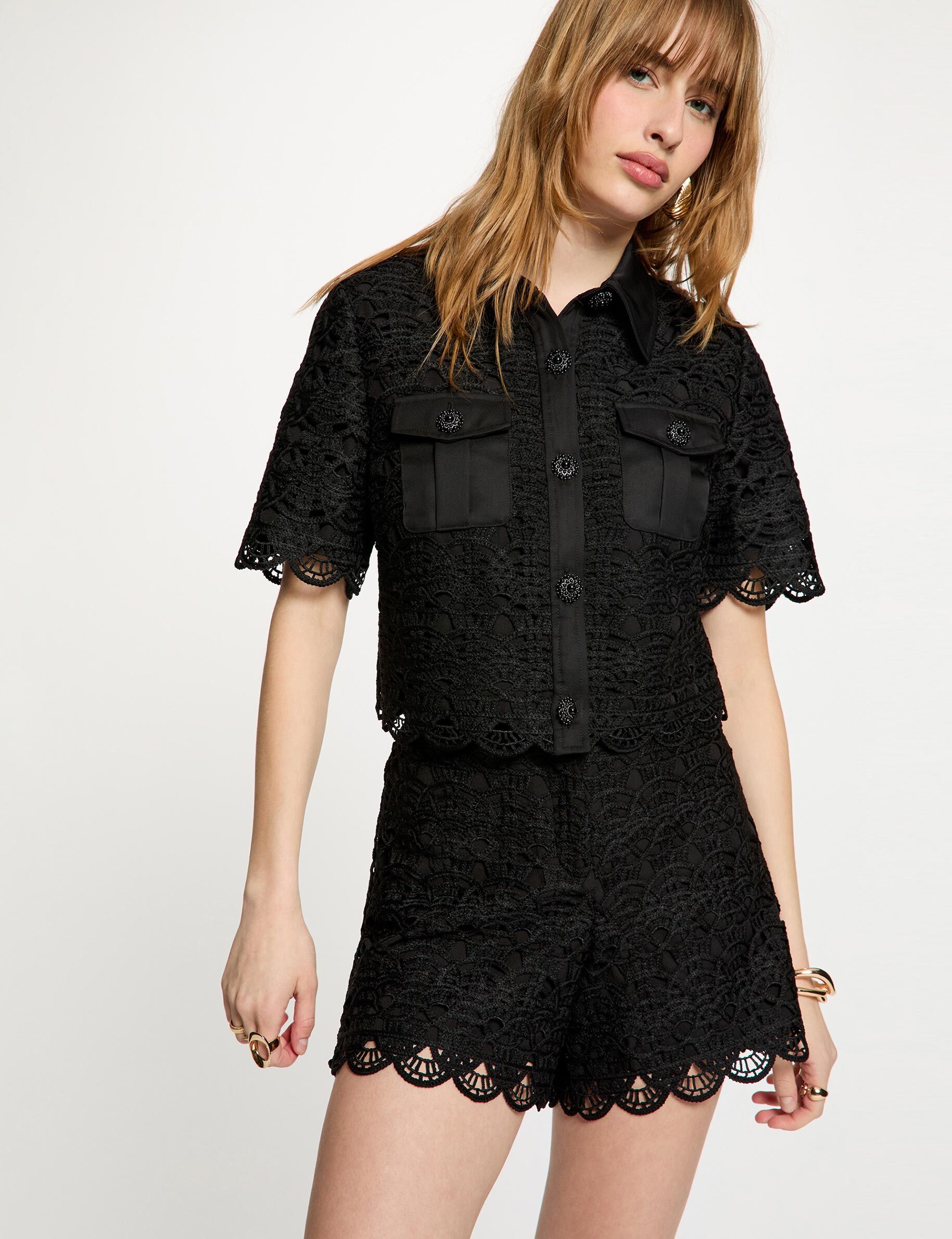 Short large dentelle femme