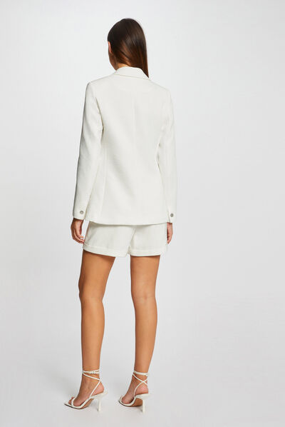 Veste city cintrée col cranté à revers ecru femme