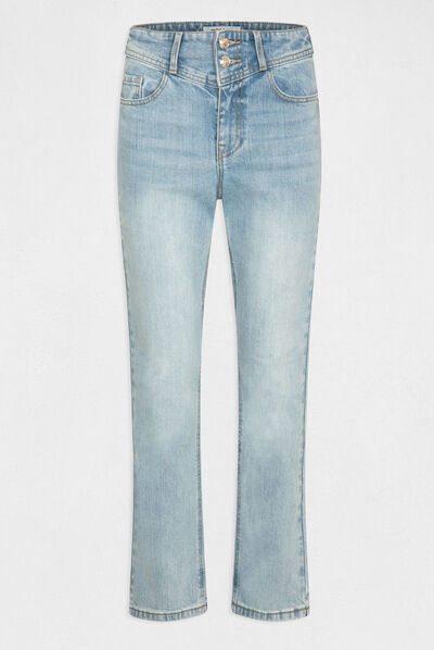 Jeans droit taille haute 7/8ème jean bleached femme