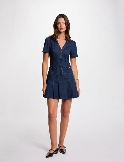 Robe courte trapèze en jean denim brut femme