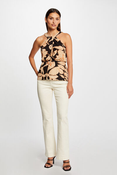 Blouse sans manches imprimé végétal multico femme