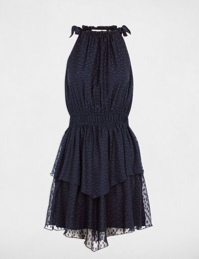 Robe voile fines bretelles bleu marine femme