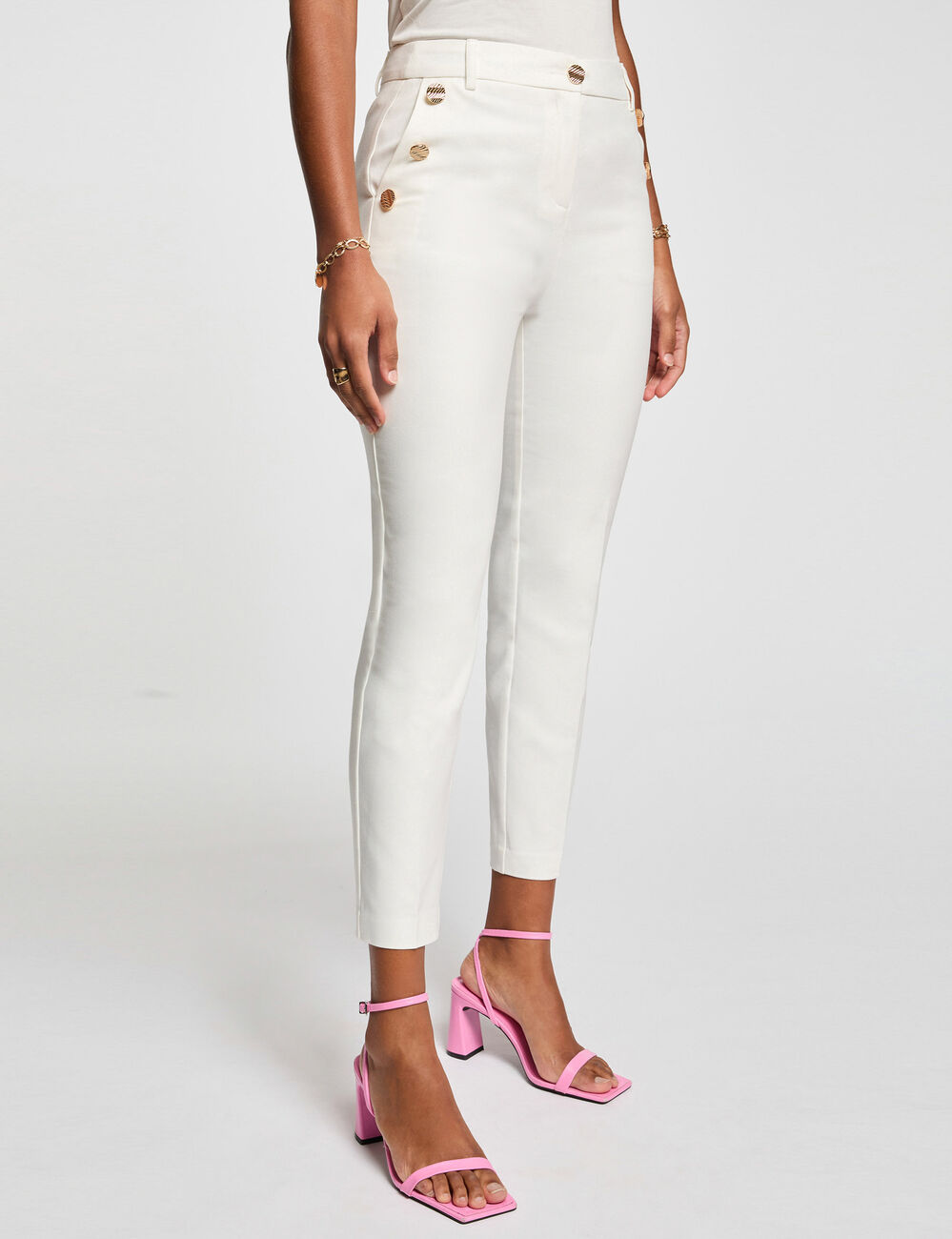 Pantalon cigarette 7/8ème blanc femme