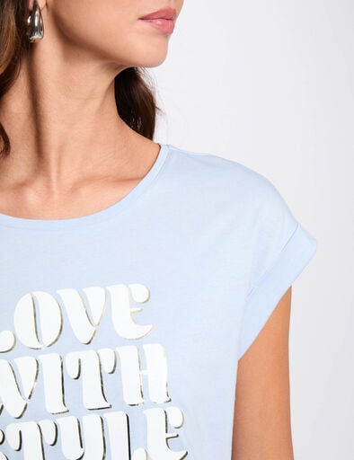 t shirt a inscription bleu ciel femme T-shirt à inscription bleu ciel femme