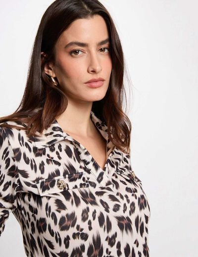 Maille l&eacute;g&egrave;re col &agrave; revers multicolore femme