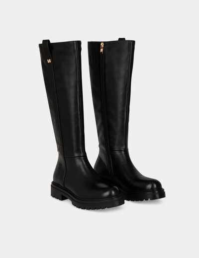 Botte similicuir noir femme