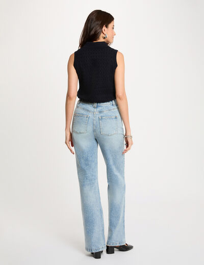 D&eacute;bardeur col &agrave; revers bleu marine femme