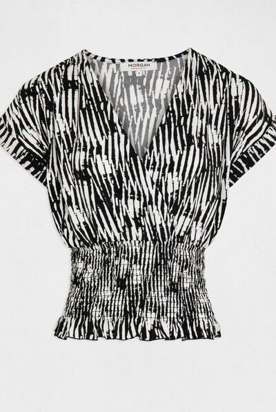 T-shirt manches courtes imprimé abstrait multico femme