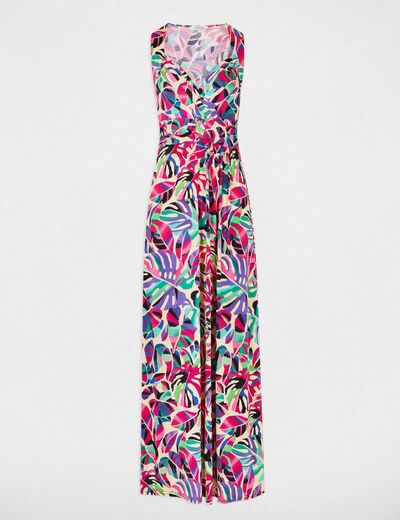 Robe longue droite imprimée multicolore femme