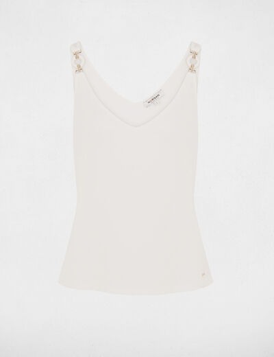 D&eacute;bardeur cintr&eacute; col v blanc femme