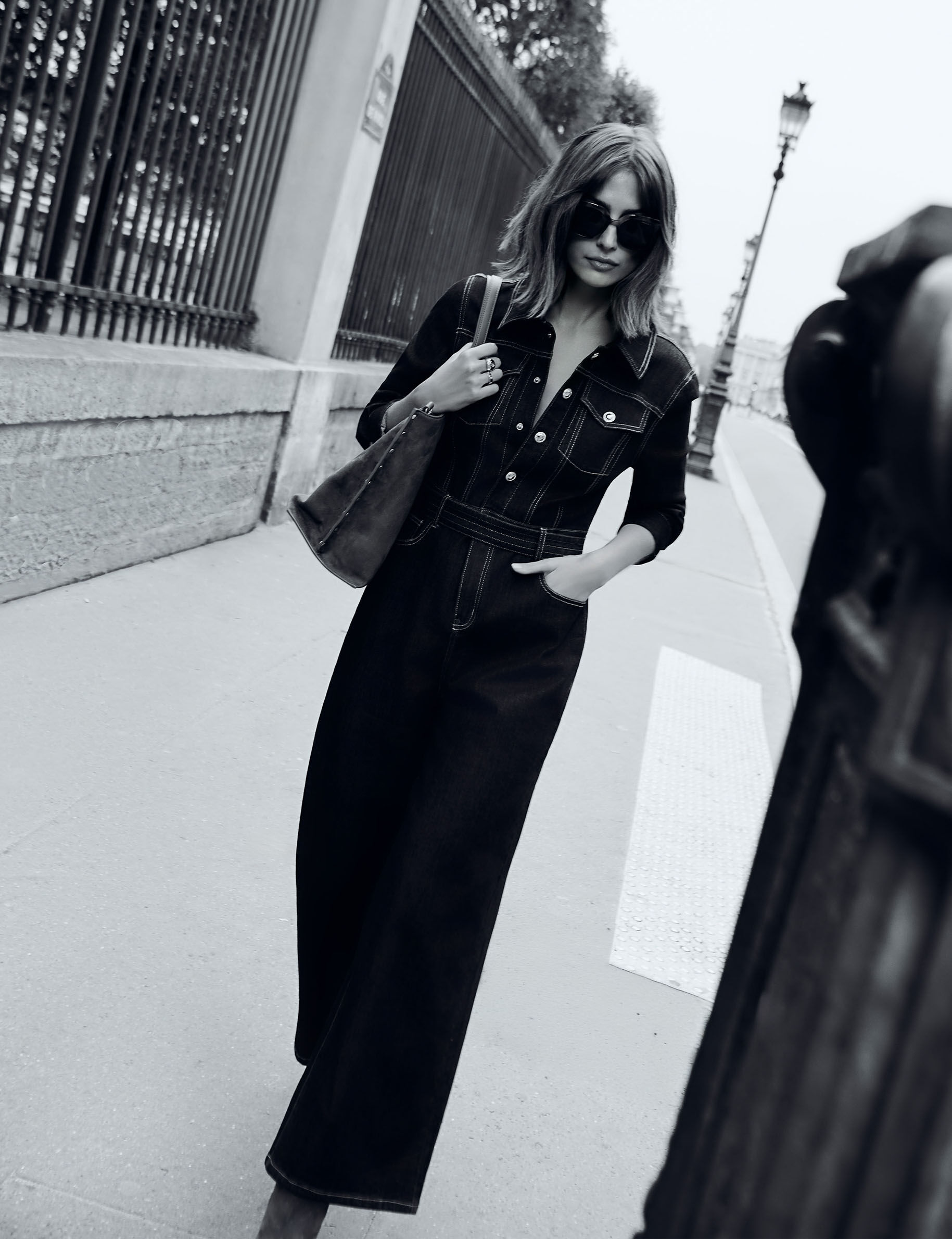 Combinaison jean large brut femme - vue 1