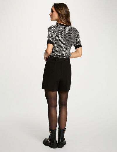 Short taille haute clout&eacute; noir femme