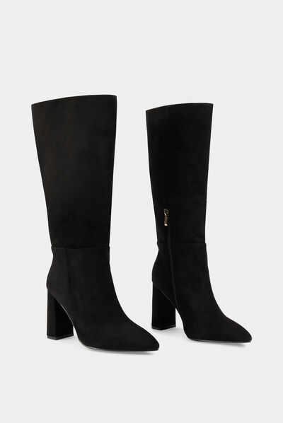Bottes à talons et bouts pointus noir femme