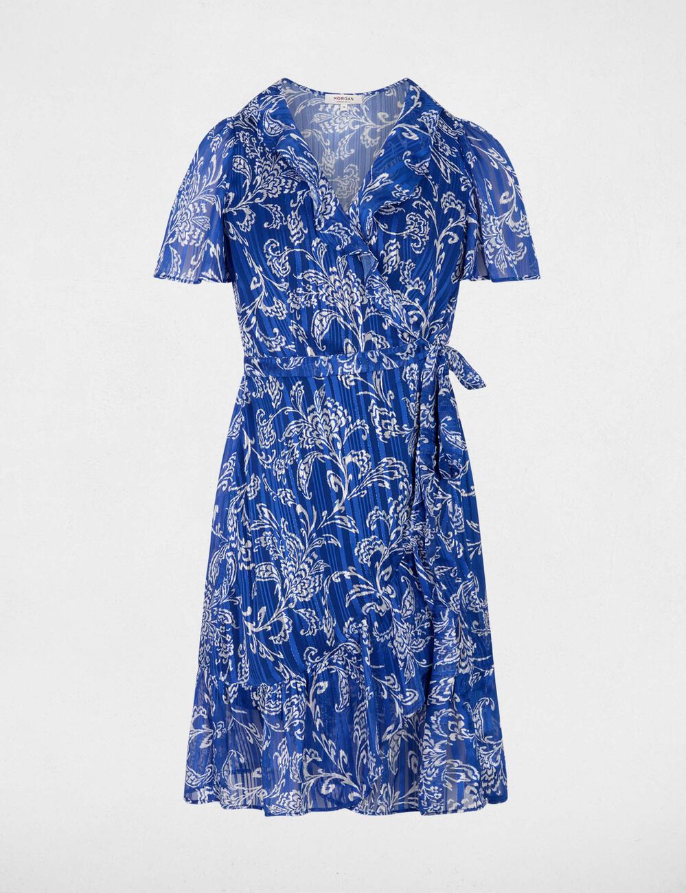 Robe courte col v multicolore femme