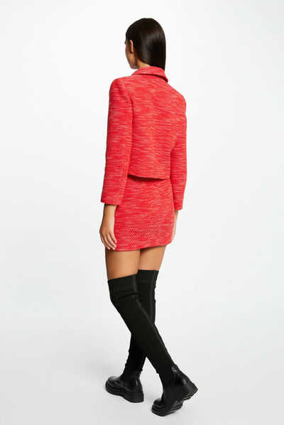 Jupe droite courte rouge femme