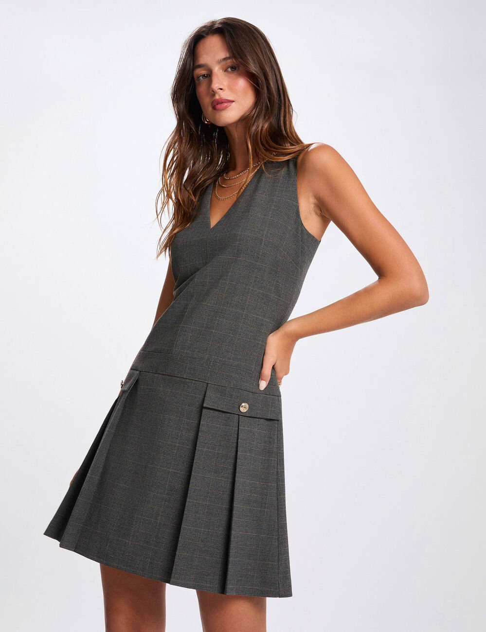 Robe chasuble ajust&eacute;e gris moyen femme