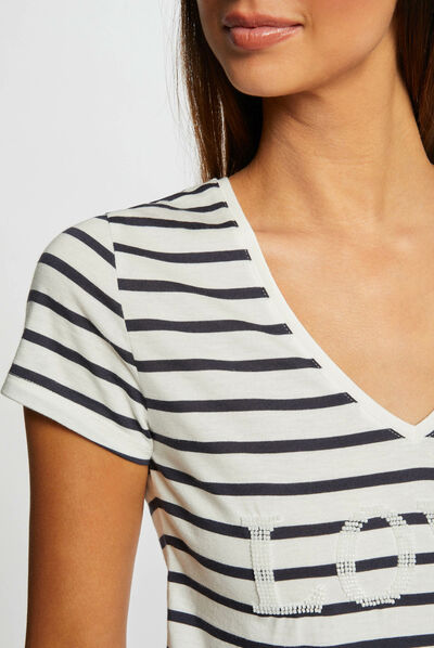 T-shirt manches courtes à rayures marine femme