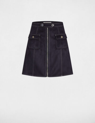 Jupe courte ajust&eacute;e bleu marine femme