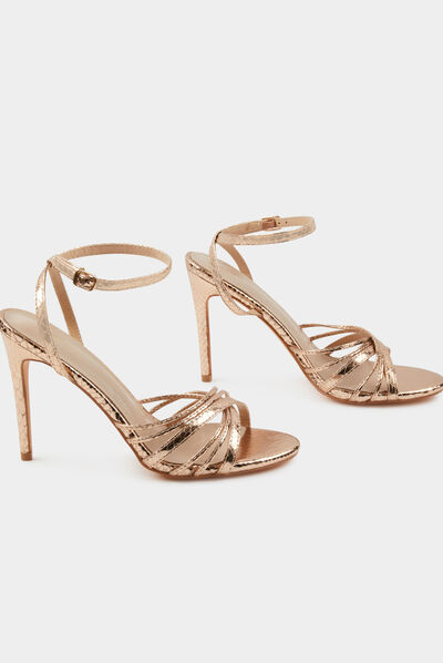 Sandales à talons avec brides rose femme