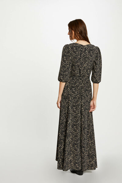 Robe longue portefeuille imprimée multico femme