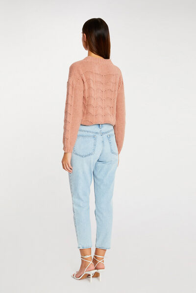 Pull à manches longues vieux rose femme