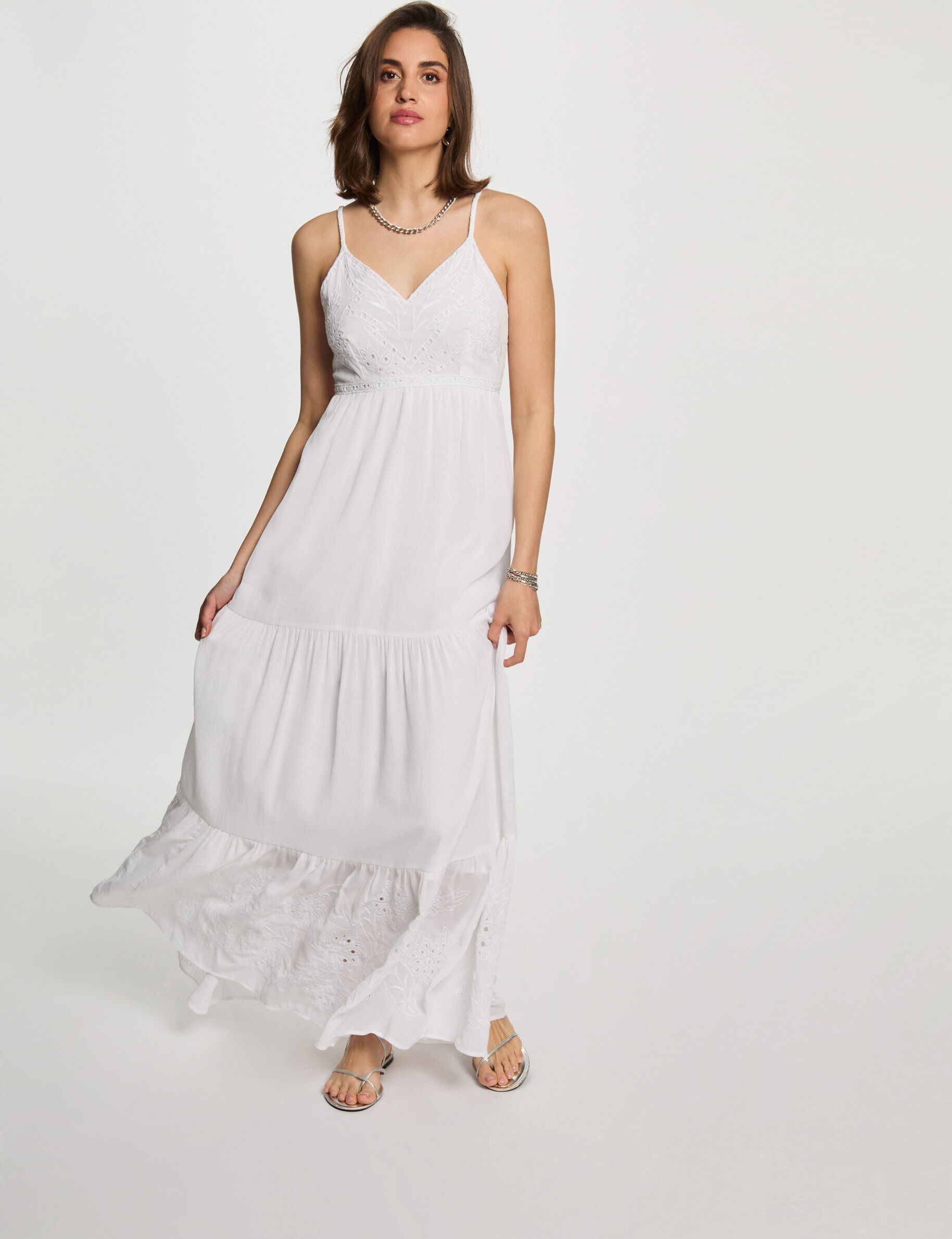 Robe longue fluide broderie - Morgan - Modalova