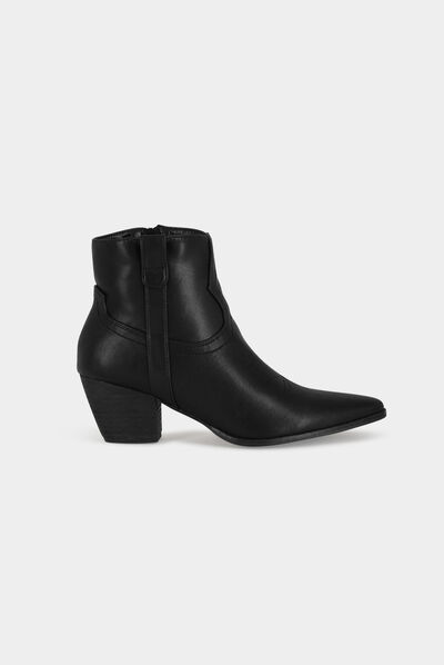 Bottines métallisées à talons noir femme