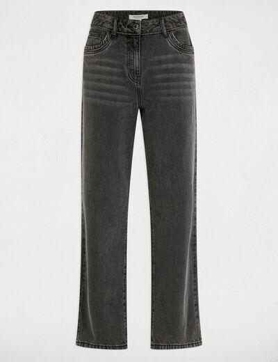 Jeans mom détails strass gris clair femme