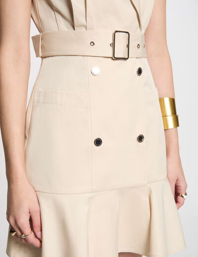 Robe courte portefeuille creme femme
