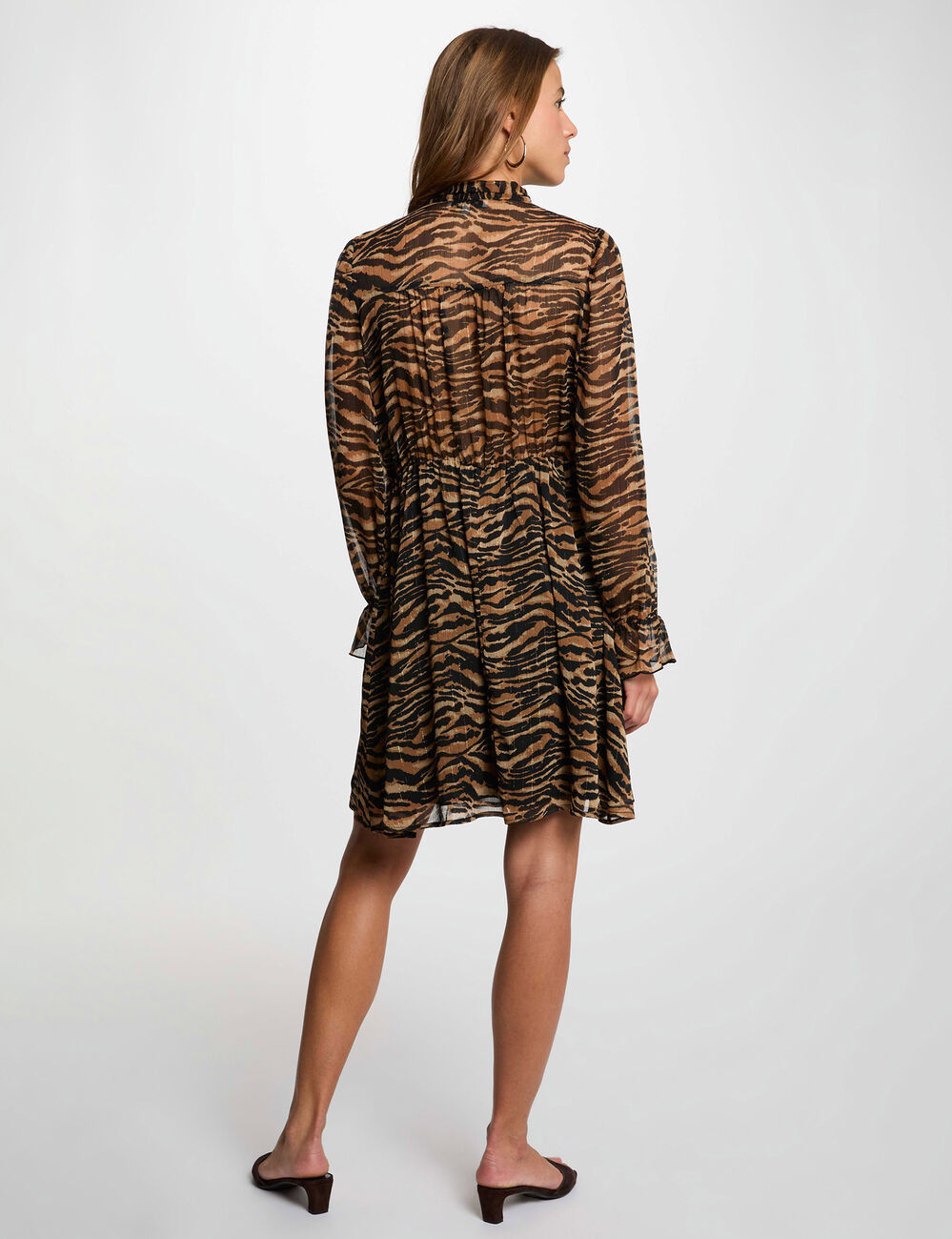 Robe voile col lavalli&egrave;re multicolore femme