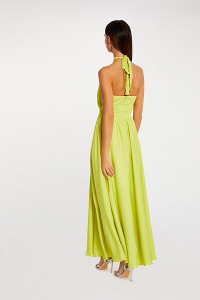 Robe longue sans manches anis femme