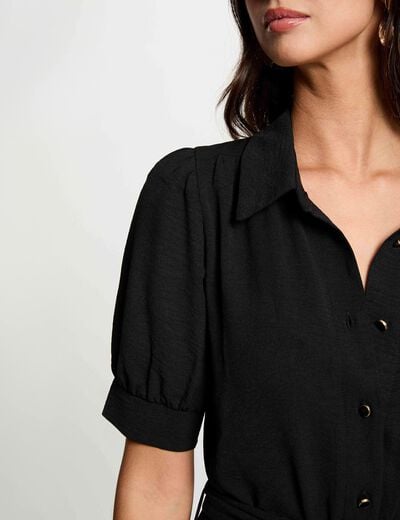 Robe maille manches bouffantes noir femme