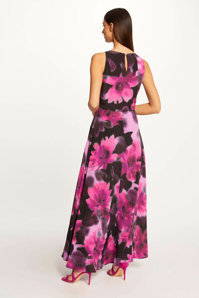 Robe longue trapèze imprimé abstrait multico femme
