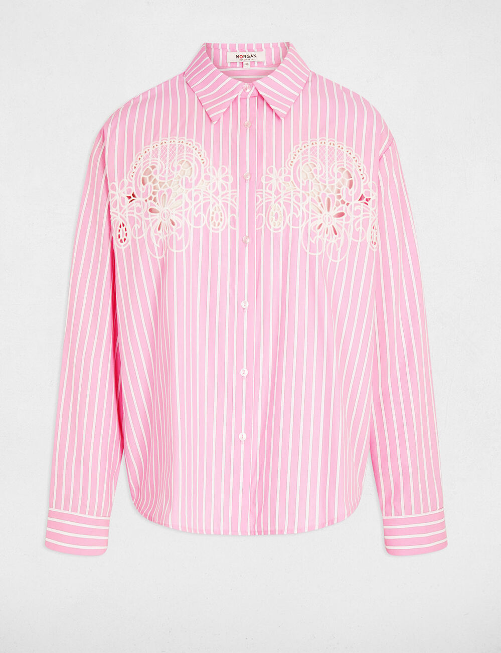 Chemise oversize &agrave; rayures rose femme