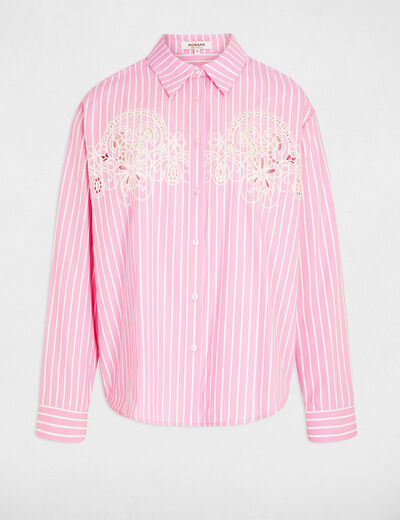 Chemise oversize &agrave; rayures rose femme