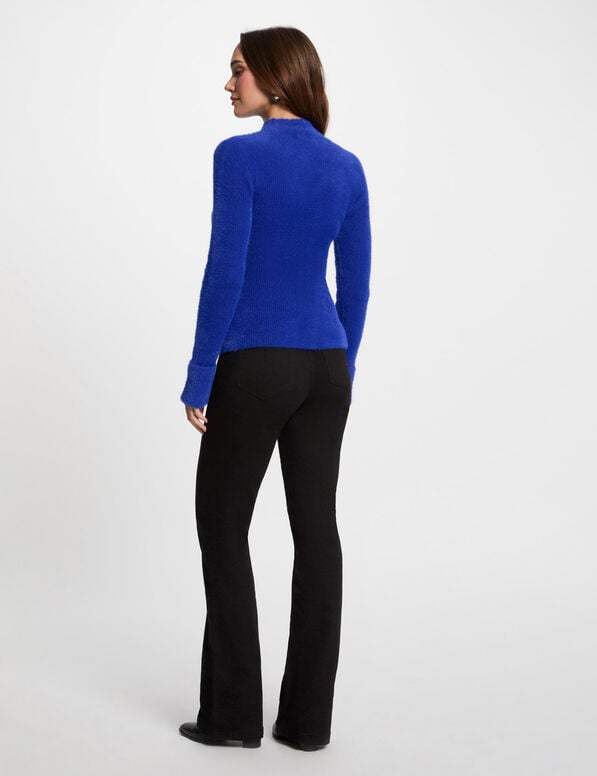 pull manches longues maille duveteuse bleu femme Pull manches longues maille duveteuse bleu femme
