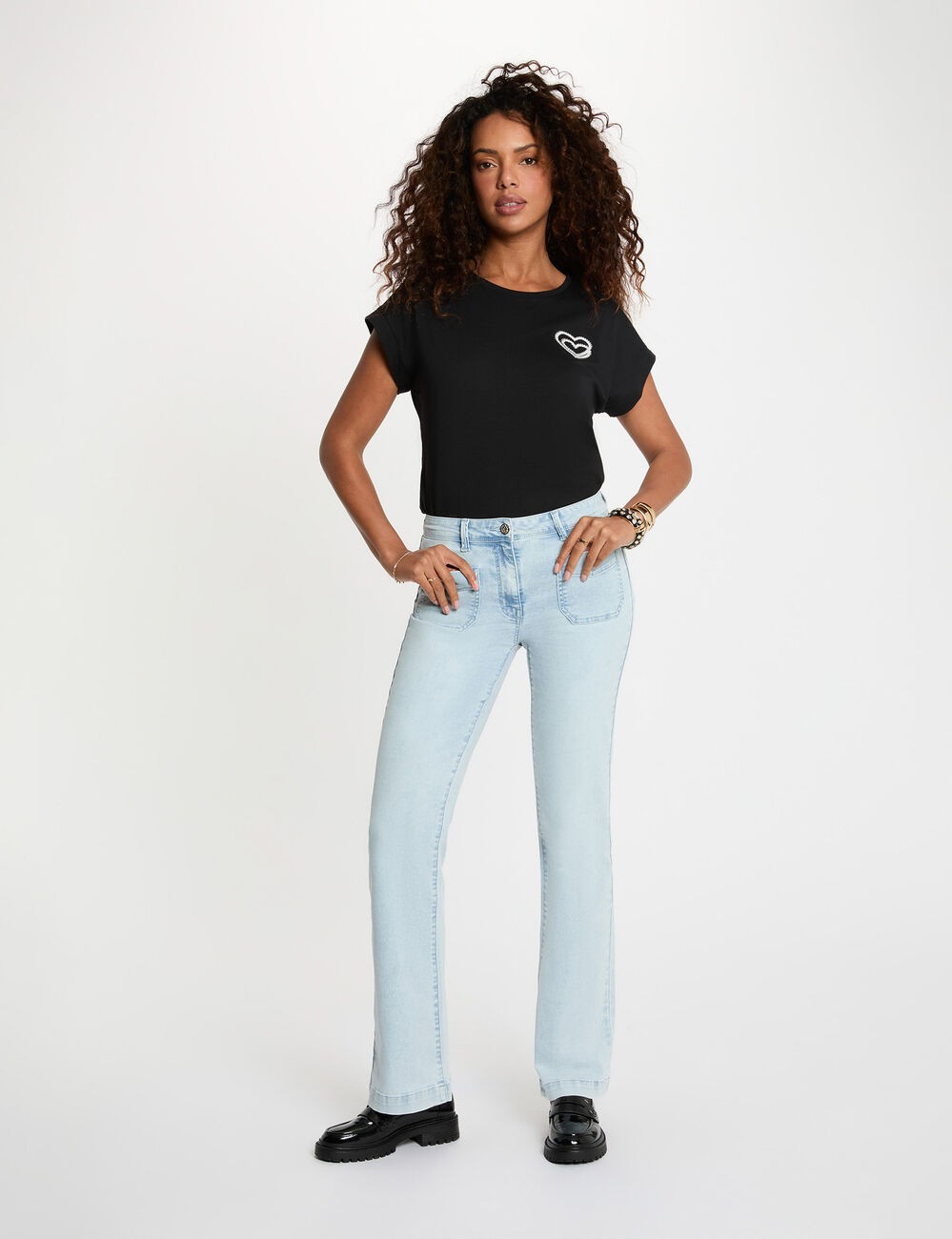 Jean bootcut denim bleach femme