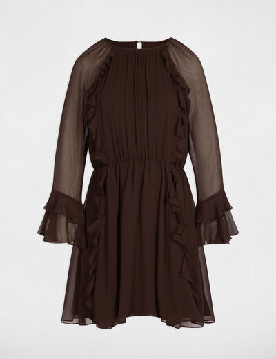 Robe courte fluide marron fonc&eacute; femme