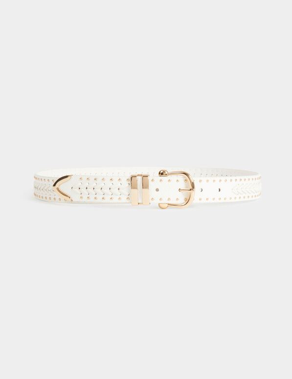 ceinture croco avec clous blanc femme Ceinture croco avec clous blanc femme